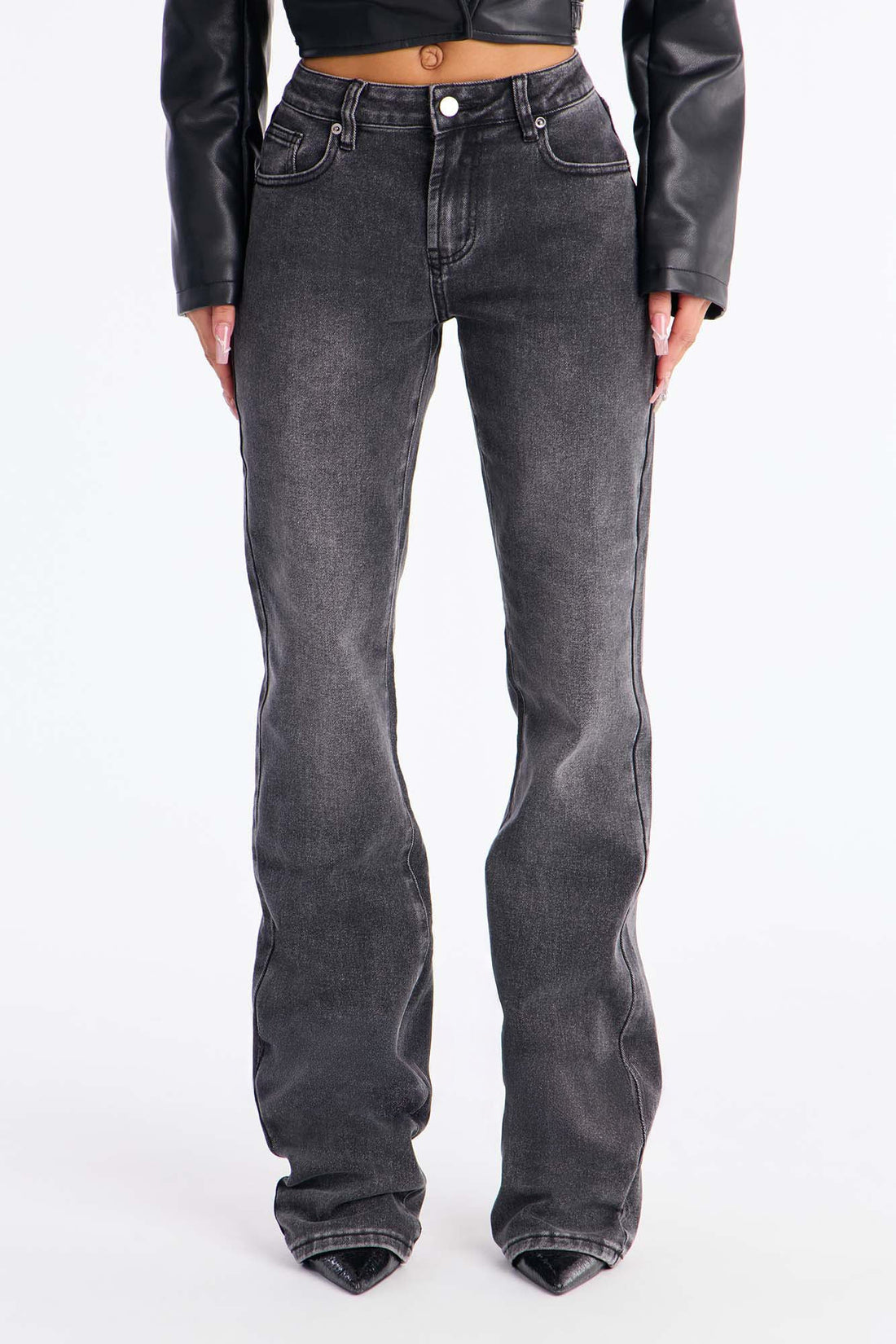 Adriatic Stacked Slim Straight Jeans - Black Wash