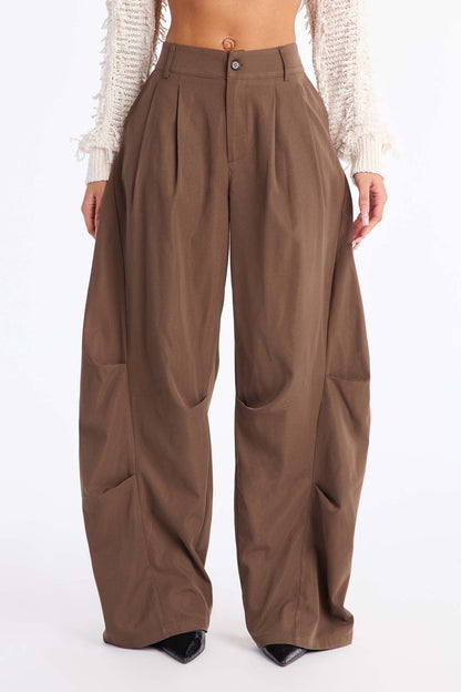 Reese Mid Rise Barrel Leg Pant 31″ - Chocolate