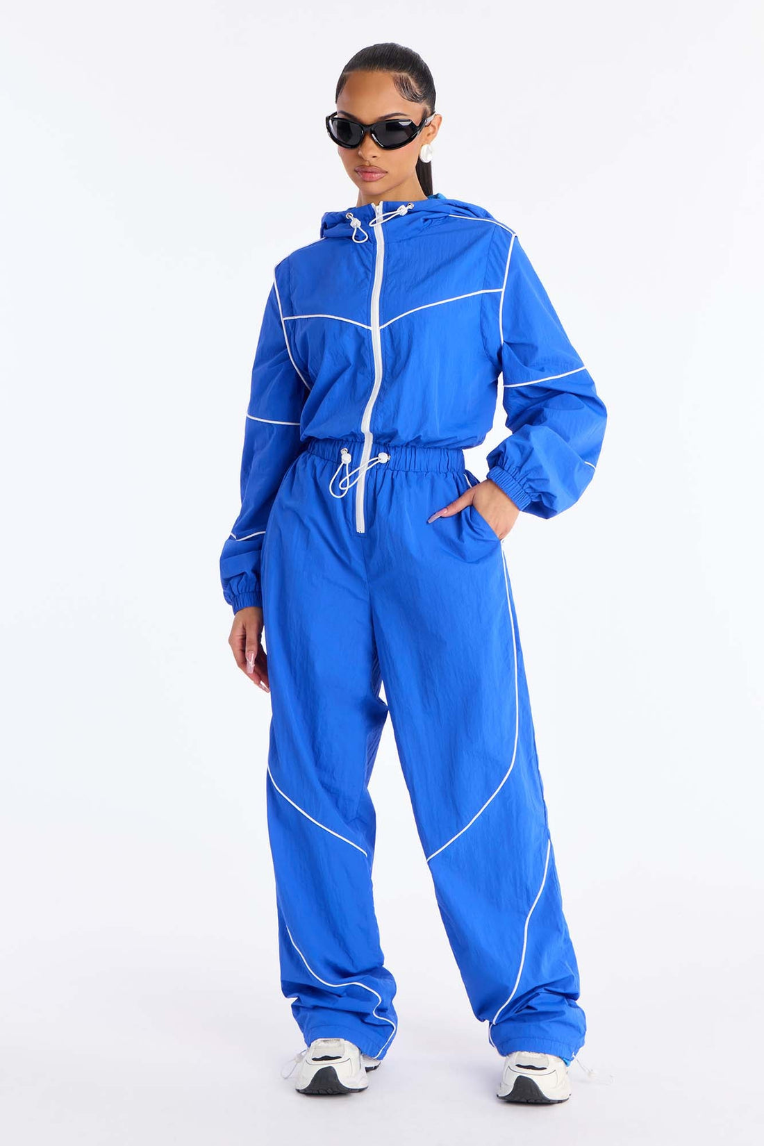 Chelsea Hooded Windbreaker Jumpsuit - Blue