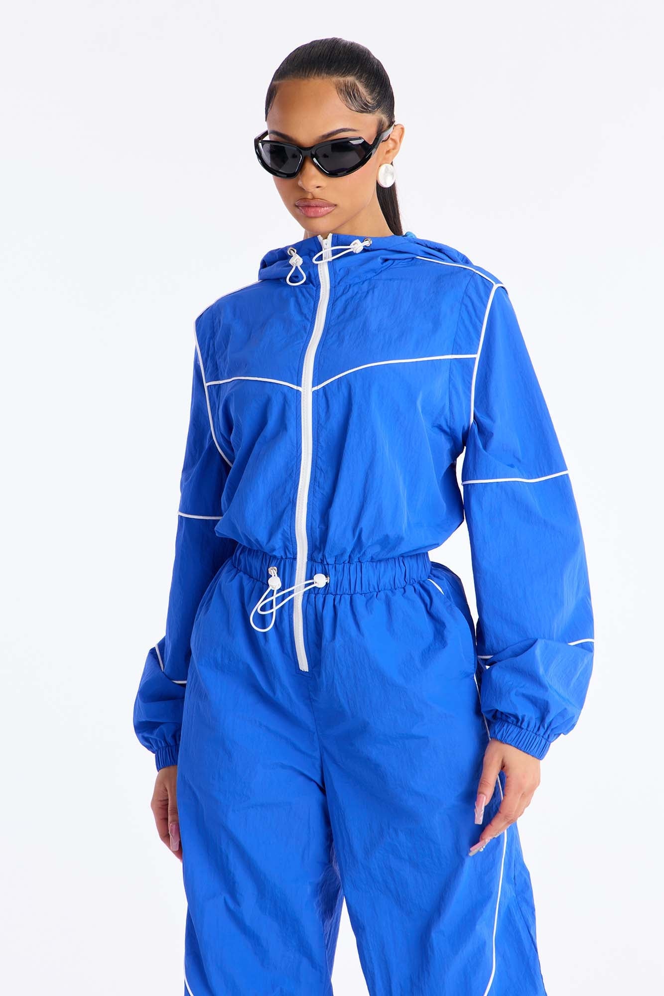 Chelsea Hooded Windbreaker Jumpsuit - Blue