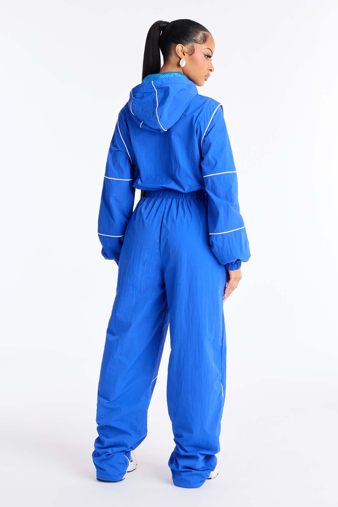 Chelsea Hooded Windbreaker Jumpsuit - Blue