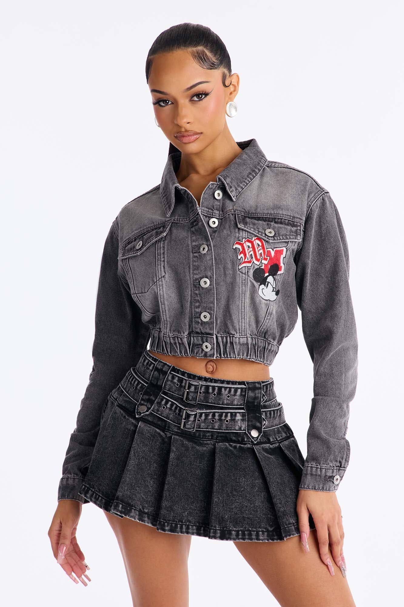 Mickey and Friends Embroidered Denim Jacket - Acid Wash