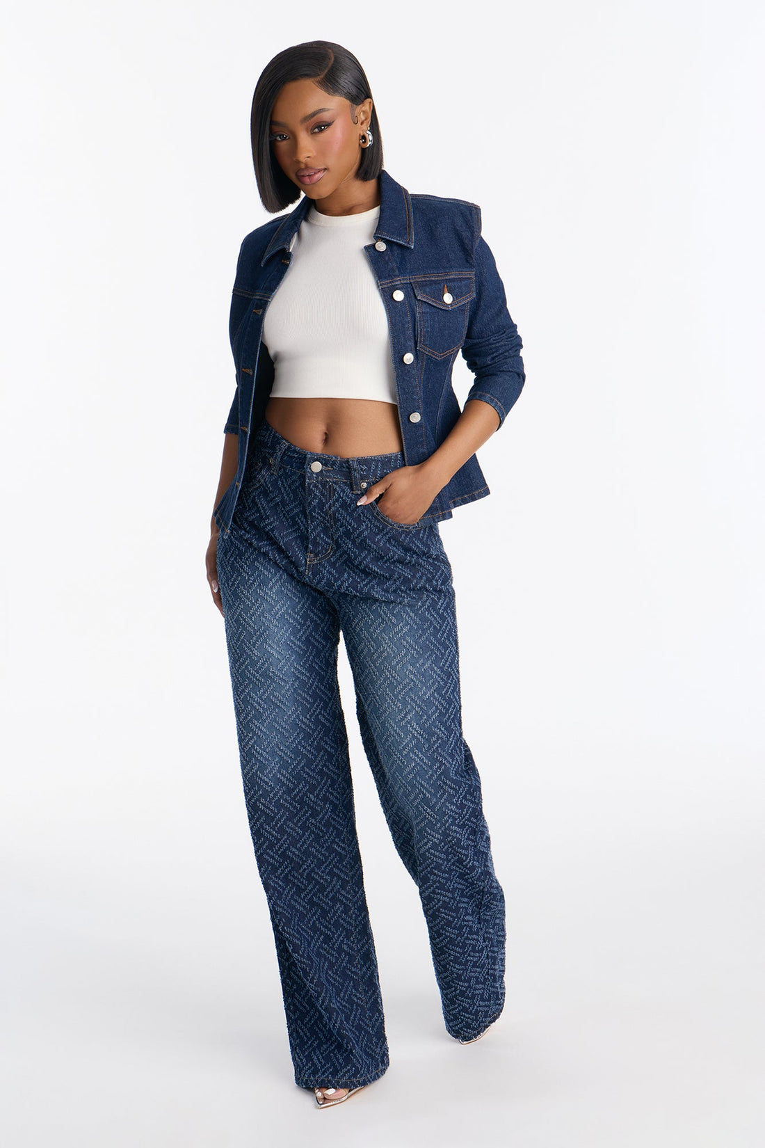 In A Maze Jaquard Straight Leg Jean - Dark Wash