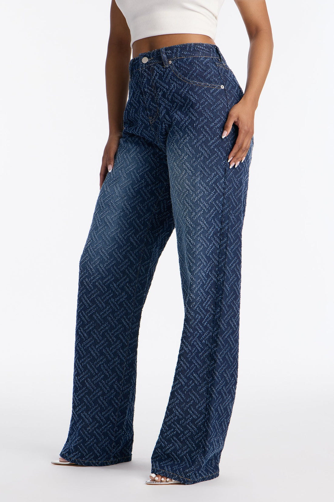 In A Maze Jaquard Straight Leg Jean - Dark Wash
