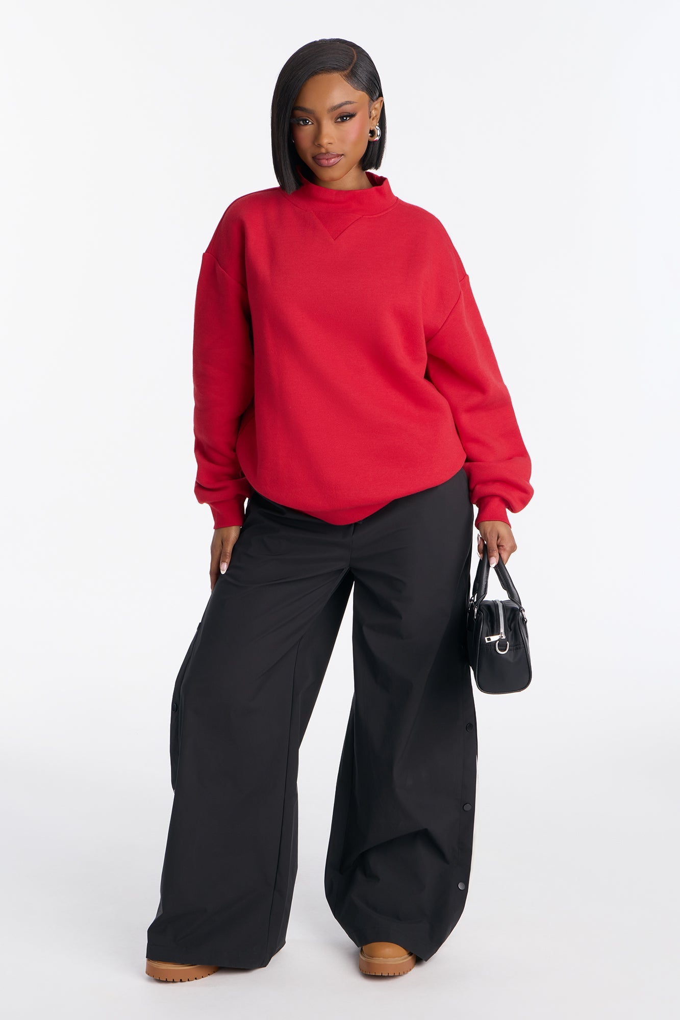 The Classic Mock Neck Sweatshirt - Red