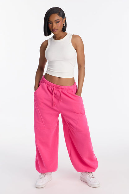 Sabrina Fleece Barrel Sweatpants - Magenta