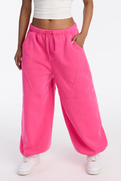 Sabrina Fleece Barrel Sweatpants - Magenta