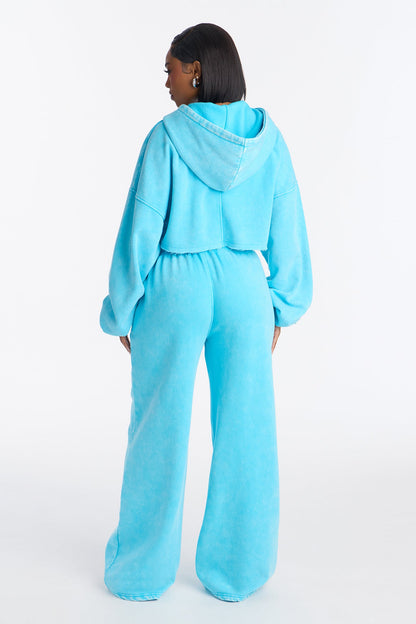 On The Go Fleece Pant Set - Aqua