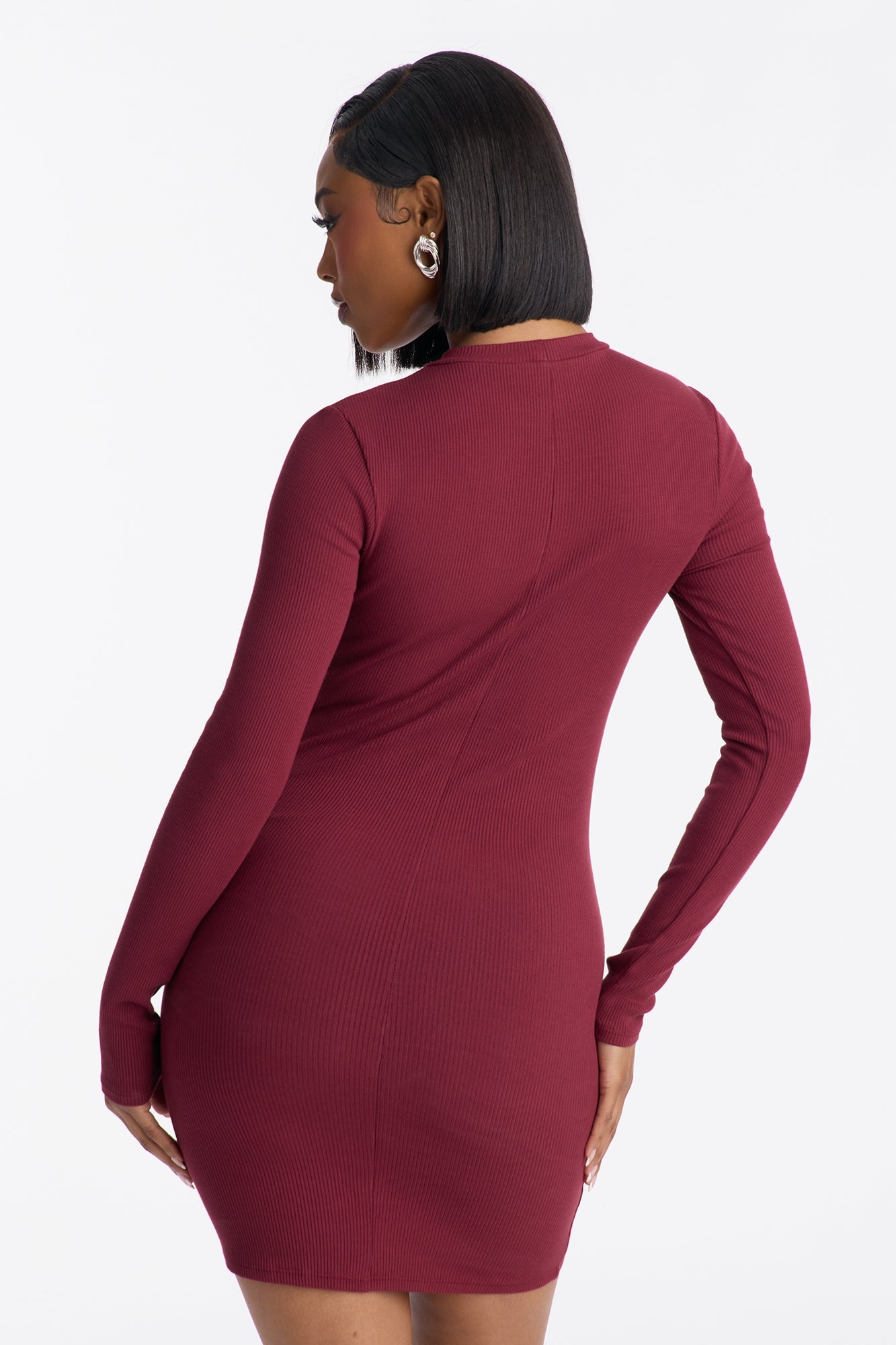 Bella Snatched Mini Dress - Wine