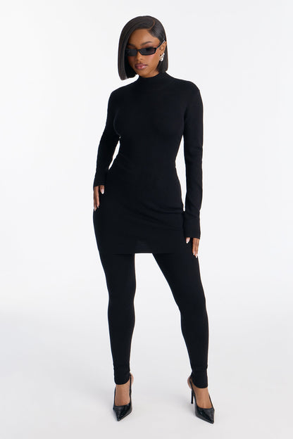 Julia Sweater Knit Mock Neck Legging Set - Black