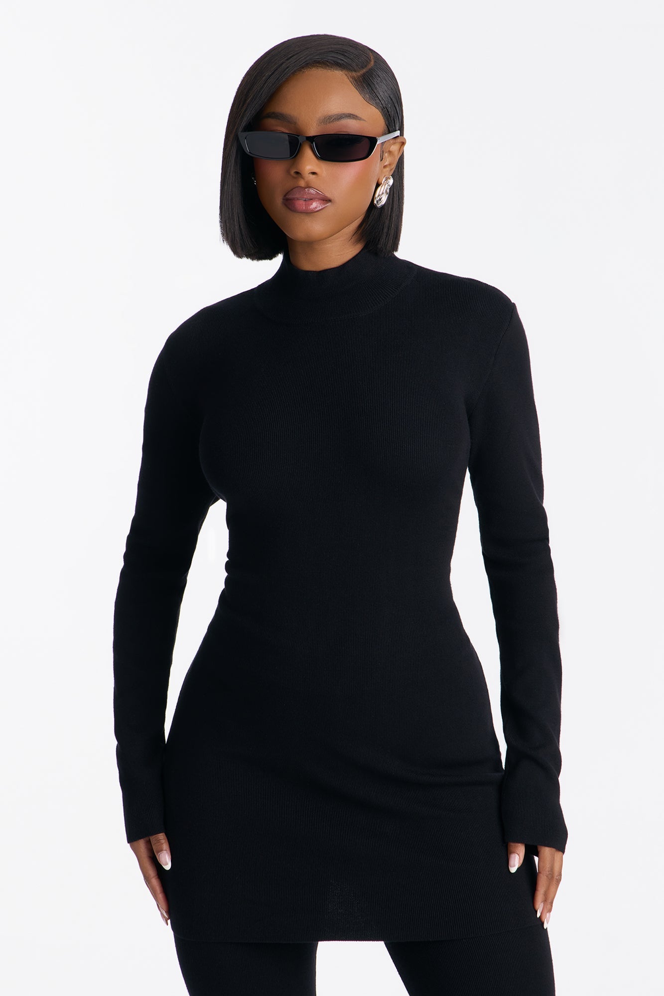 Julia Sweater Knit Mock Neck Legging Set - Black