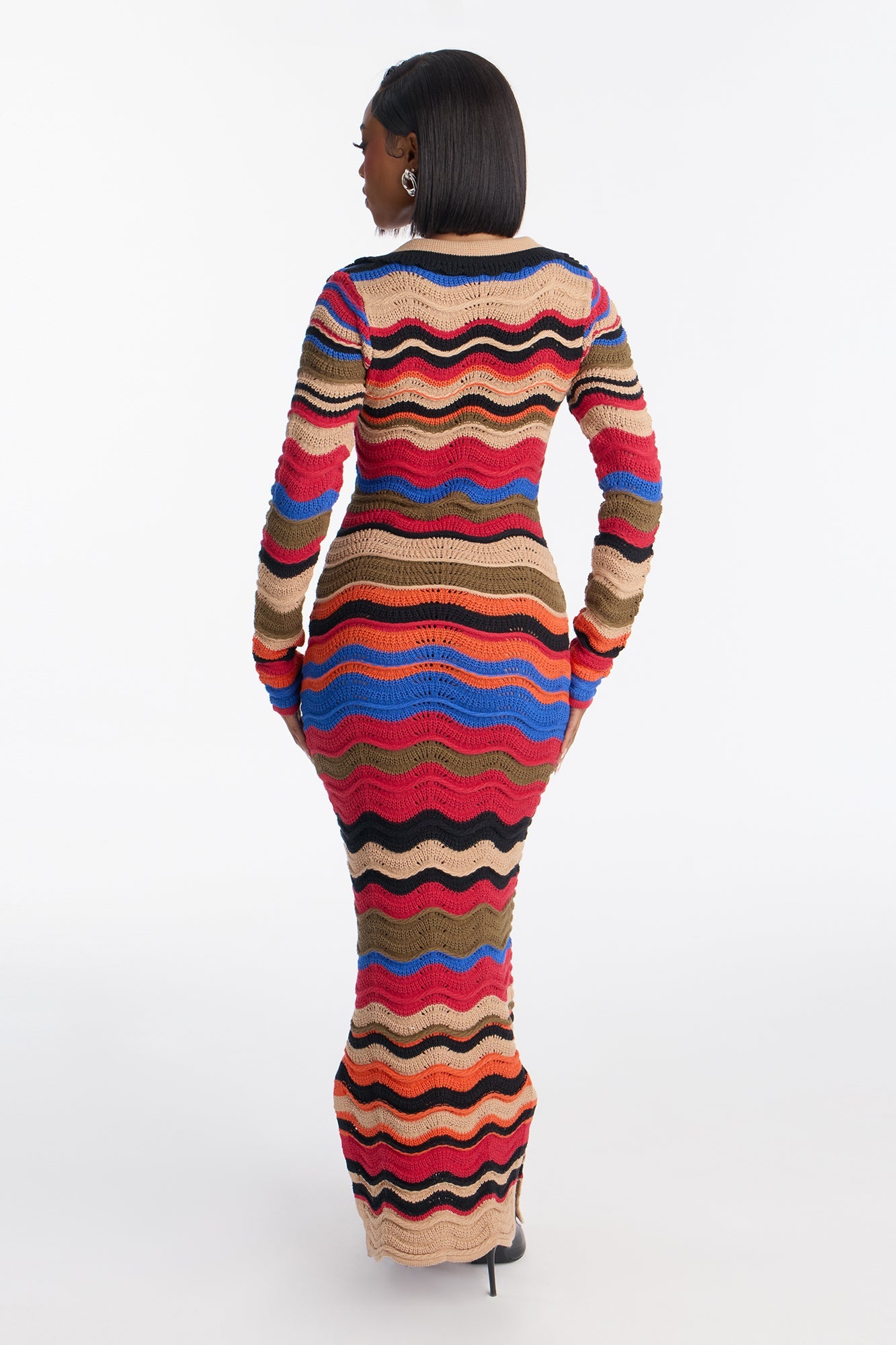 Yasmin Long Sleeve Sweater Maxi Dress - Multi Color
