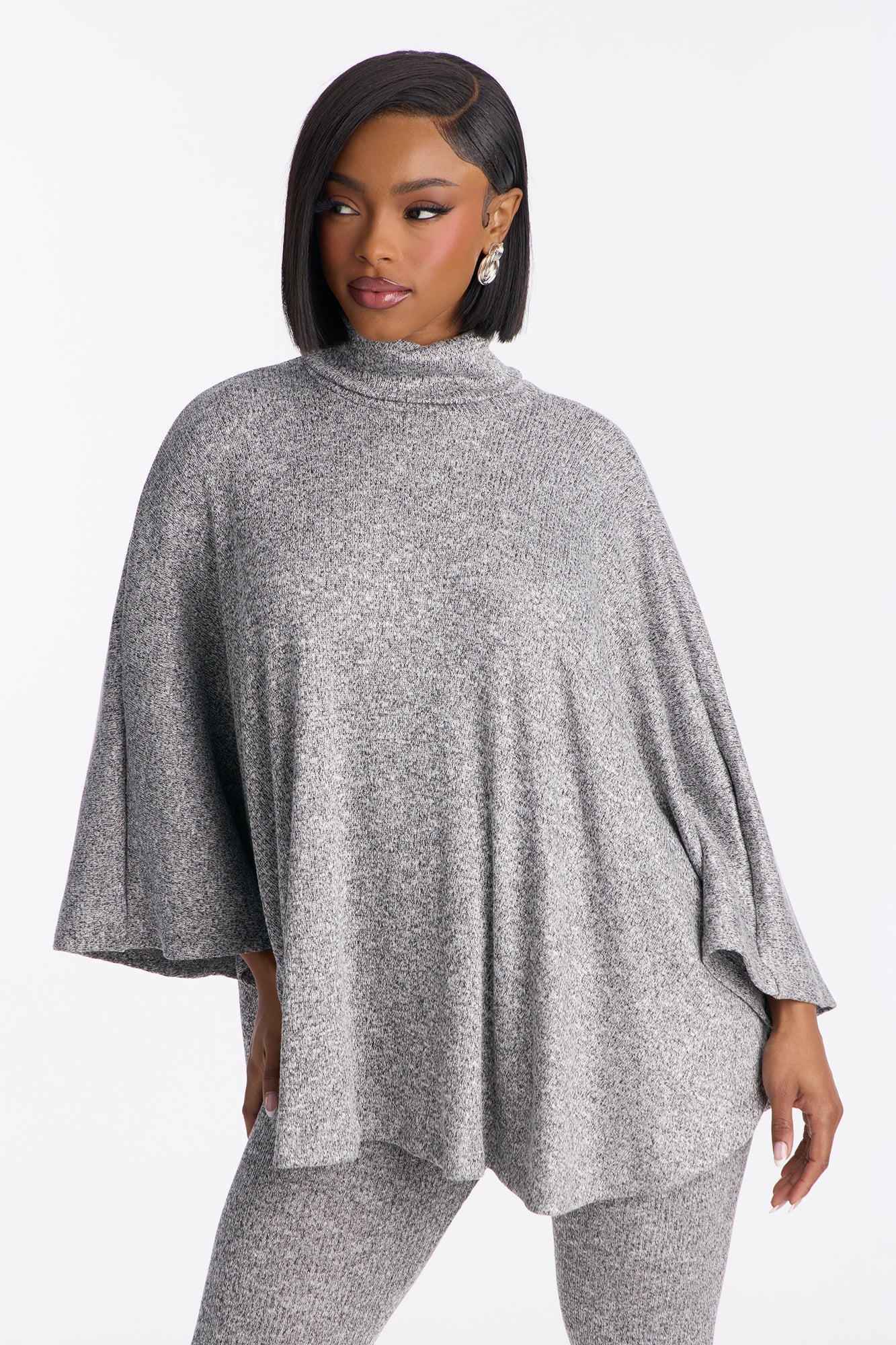 Stella Draped Turtleneck Legging Set - Grey