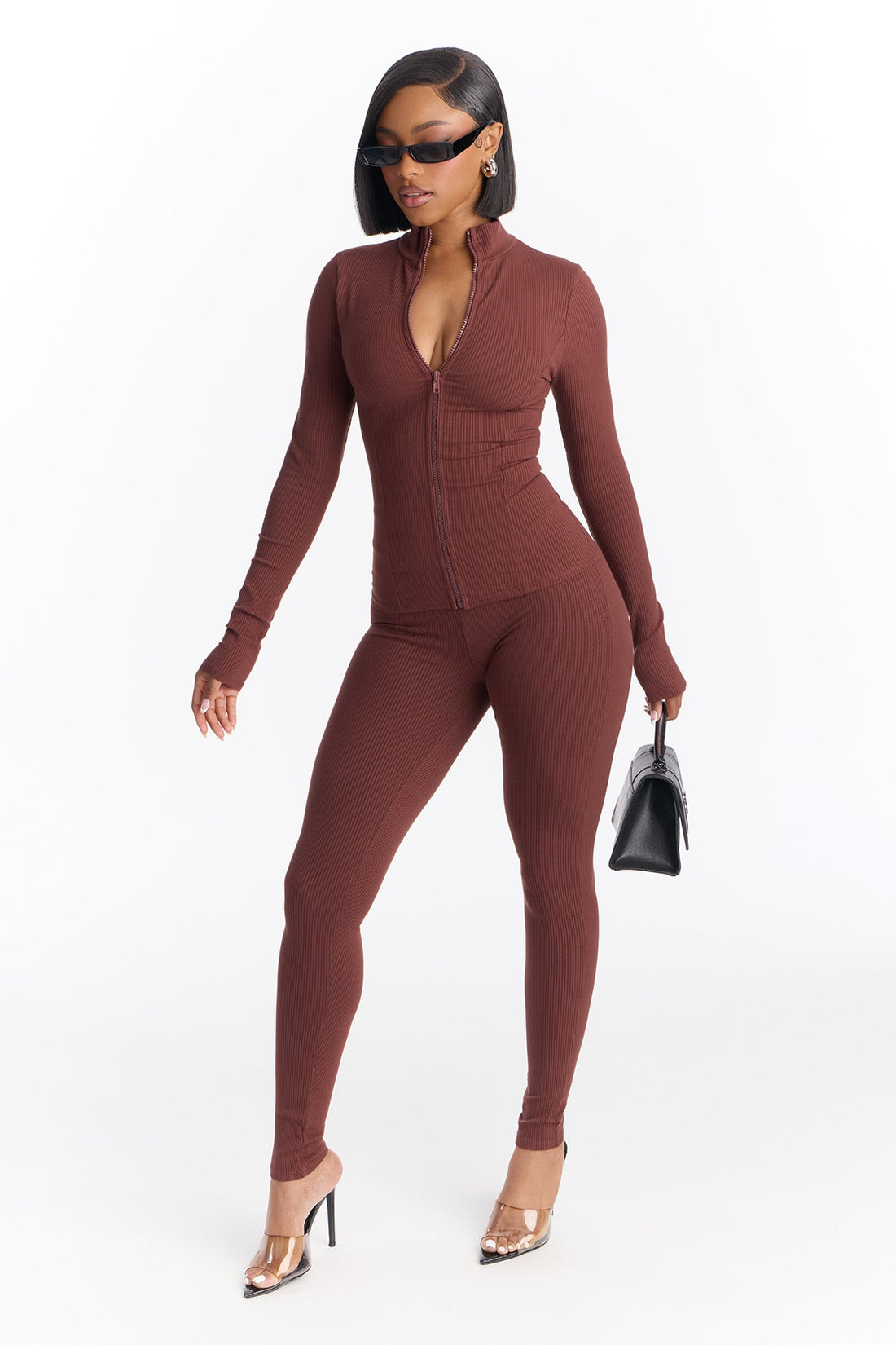 Mia Ruched Snatched Leggings - Brown