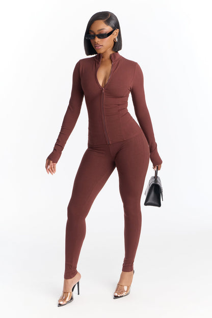 Mia Ruched Snatched Leggings - Brown