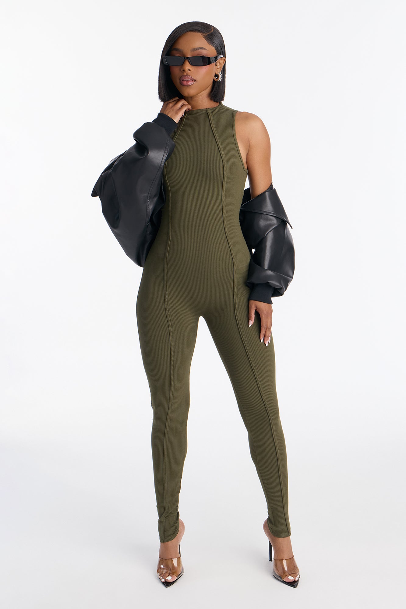 Nina Snatched Jumpsuit - Olive