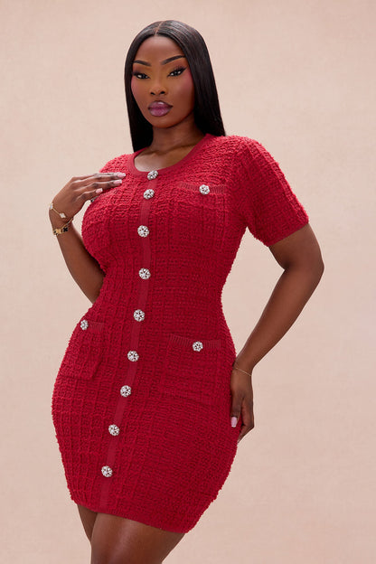 Sadie Sweater Mini Dress - Red