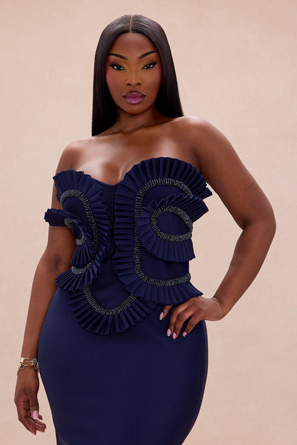 Jade Beaded Bandage Maxi Dress - Navy