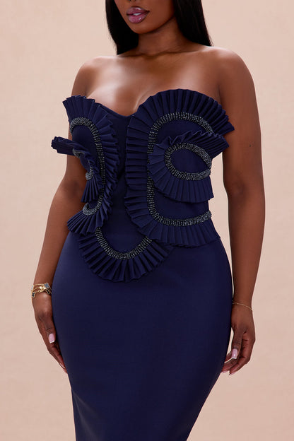 Jade Beaded Bandage Maxi Dress - Navy