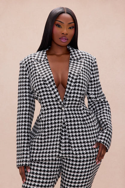 Calista Tweed Blazer - Black/White