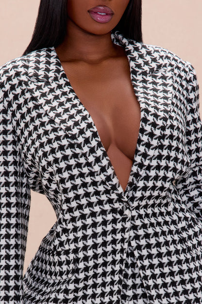 Calista Tweed Blazer - Black/White