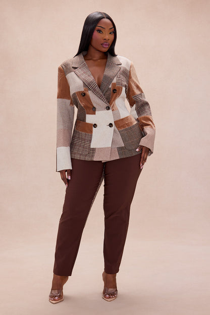 Harlow Embellished Plaid Riding Pant - Dark Brown