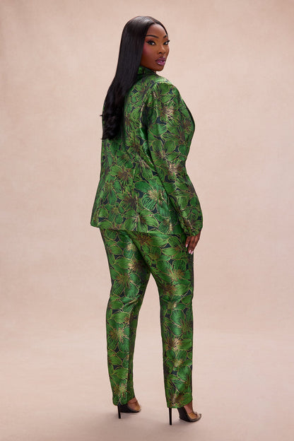 Kassandra Jacquard Blazer Suit Set - Green