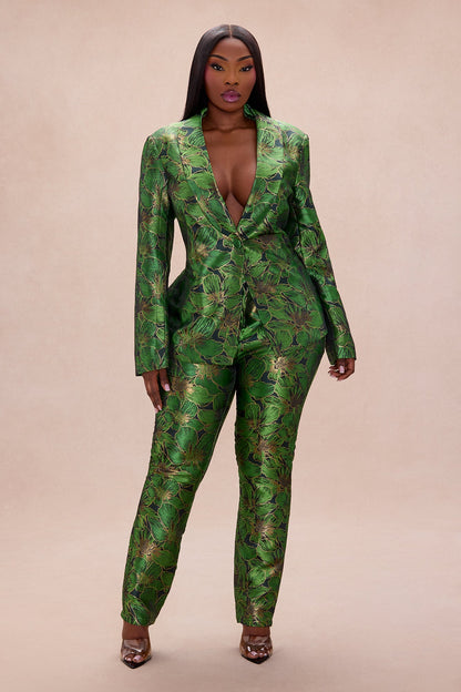 Kassandra Jacquard Blazer Suit Set - Green