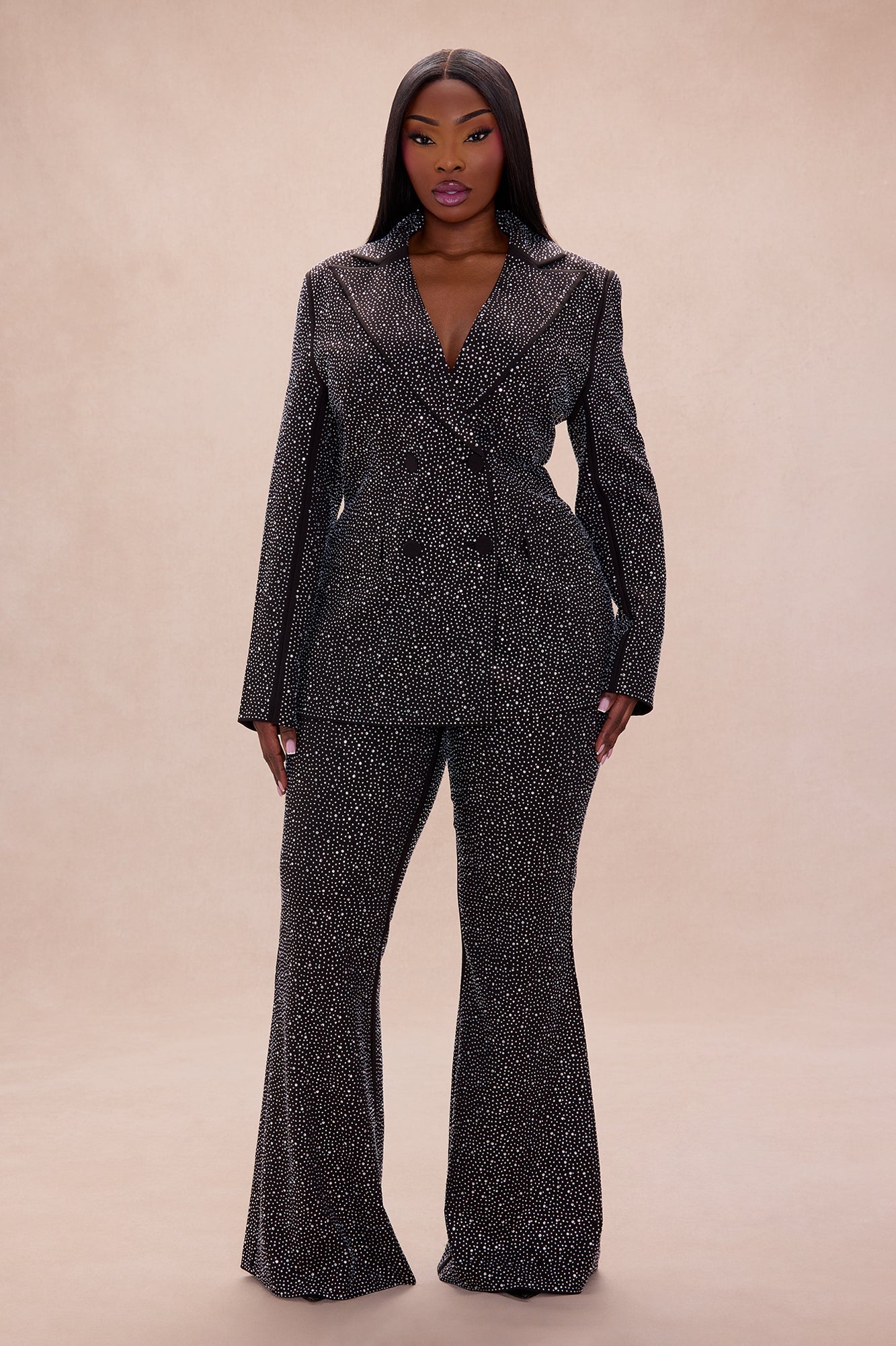 Evelyn Embellished Suit Set - Black