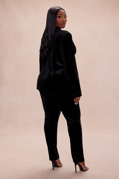 Vienna Velvet Blazer Suit Set - Black