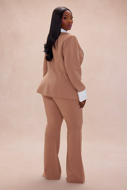 Bianca Blazer Suit Set - Taupe/combo