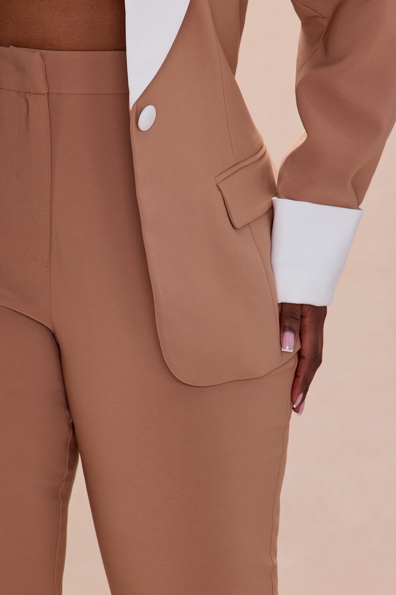 Bianca Blazer Suit Set - Taupe/combo