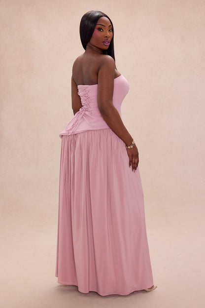 Romantic Dreams Strapless Maxi Gown - Mauve