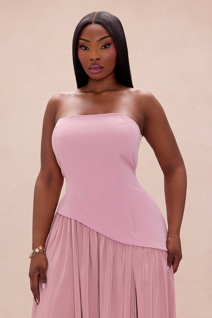 Romantic Dreams Strapless Maxi Gown - Mauve