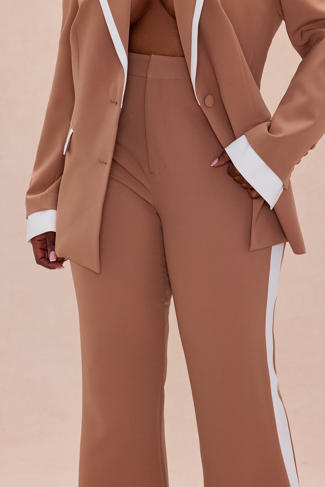 Frederica Blazer Pant Suit Set - Taupe/combo