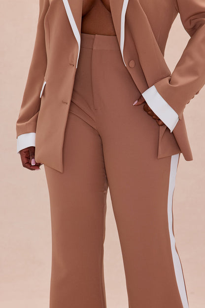 Frederica Blazer Pant Suit Set - Taupe/combo