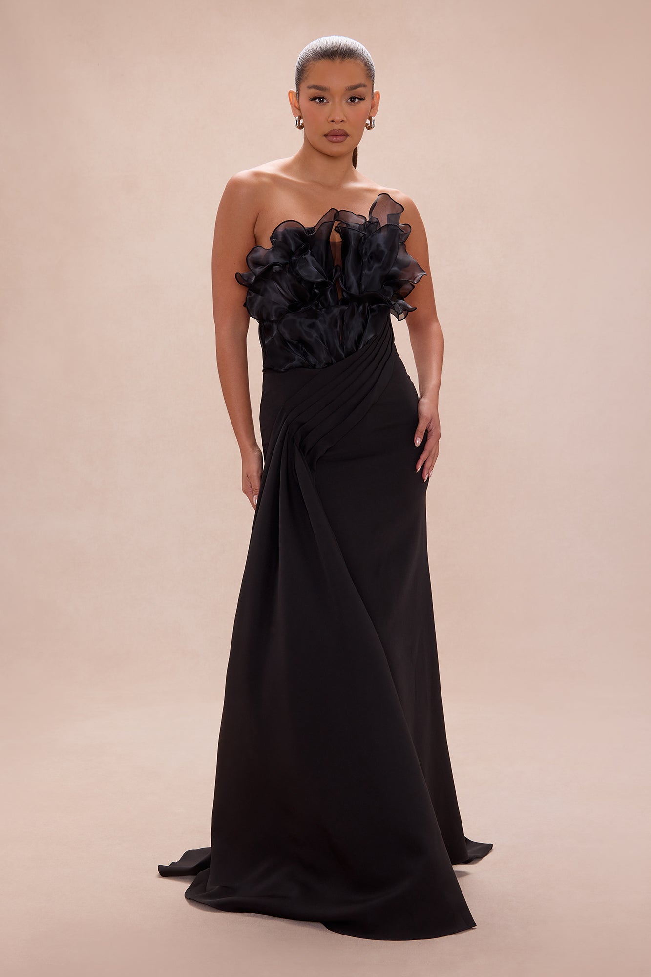 Karolyn Draped Ruffle Gown - Black