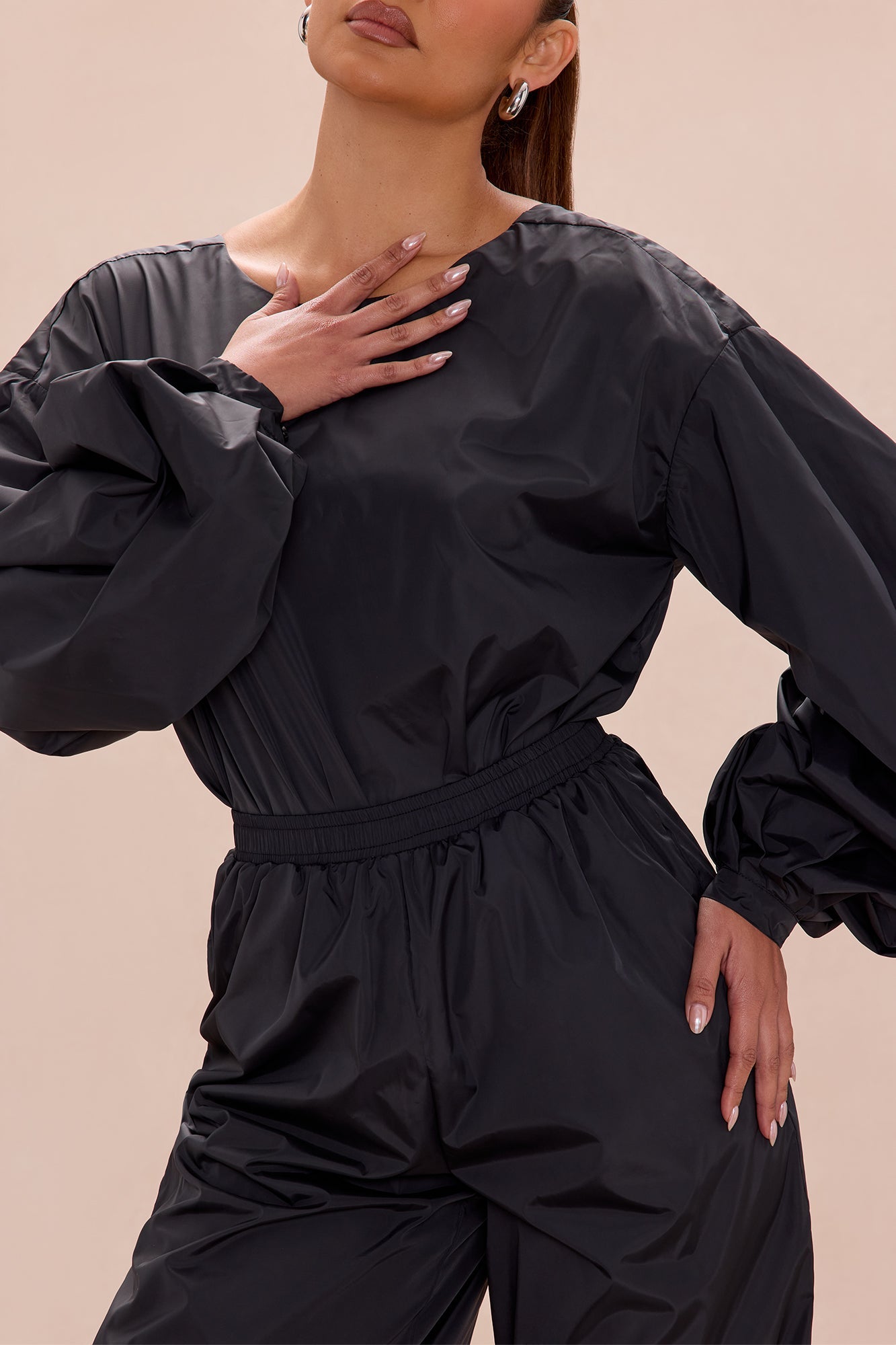 Jalene Balloon Pant Set - Black
