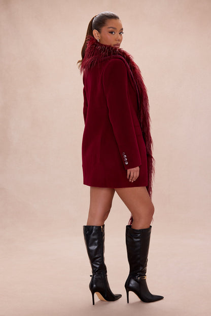Amira Faux Fur Trim Jacket - Wine