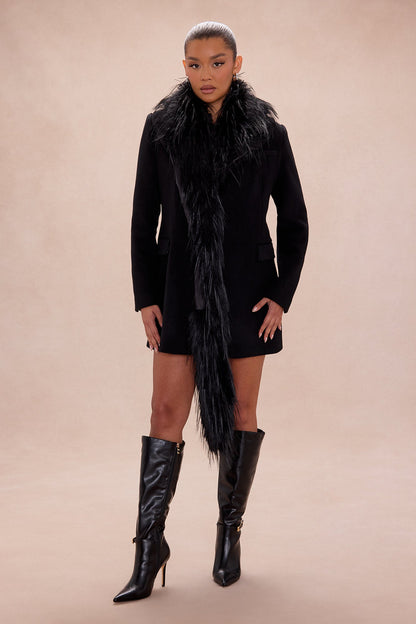 Amira Faux Fur Trim Jacket - Black