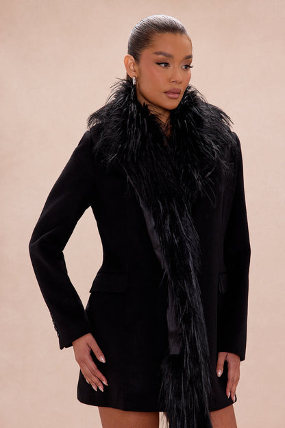 Amira Faux Fur Trim Jacket - Black
