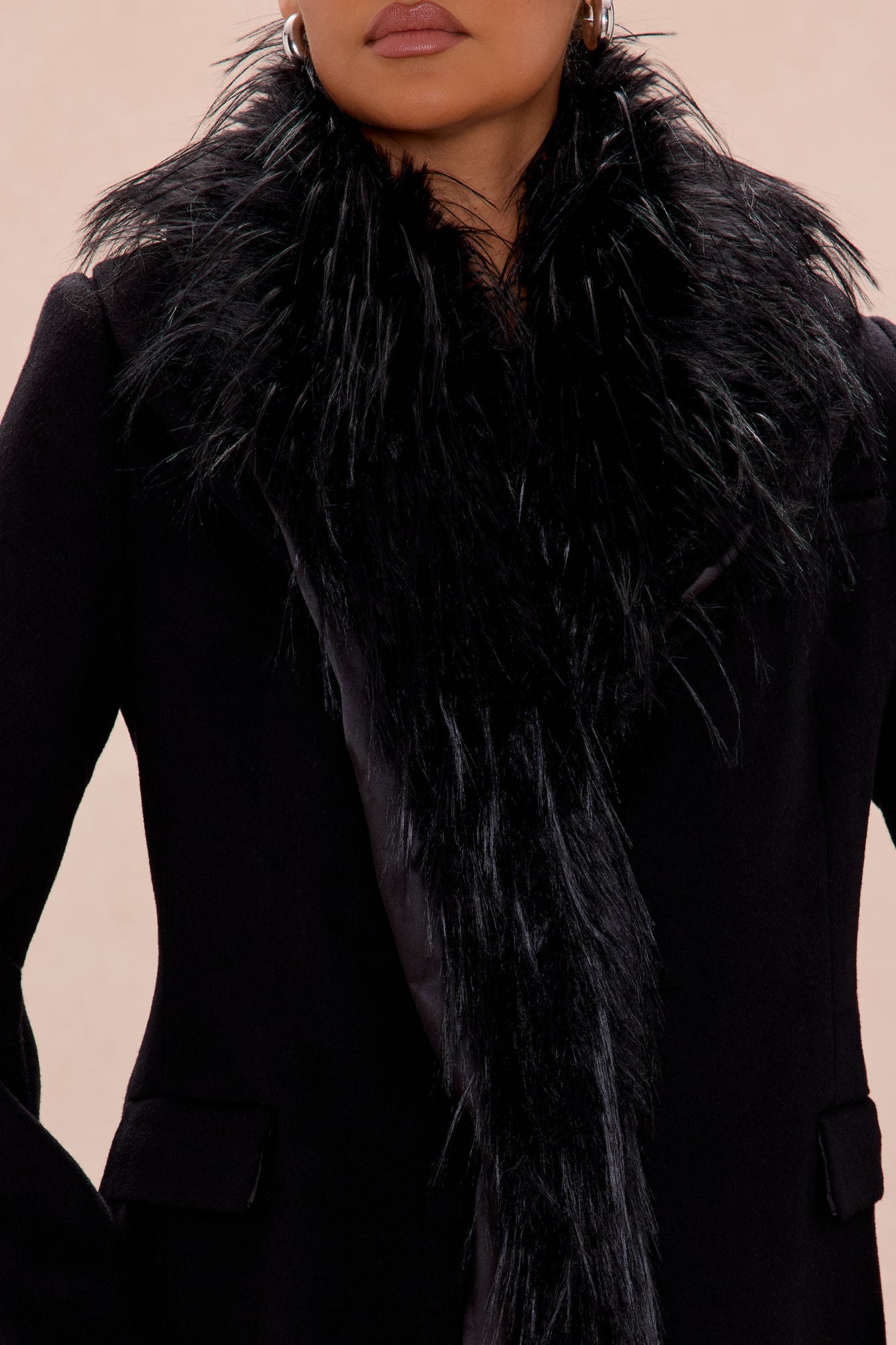 Amira Faux Fur Trim Jacket - Black