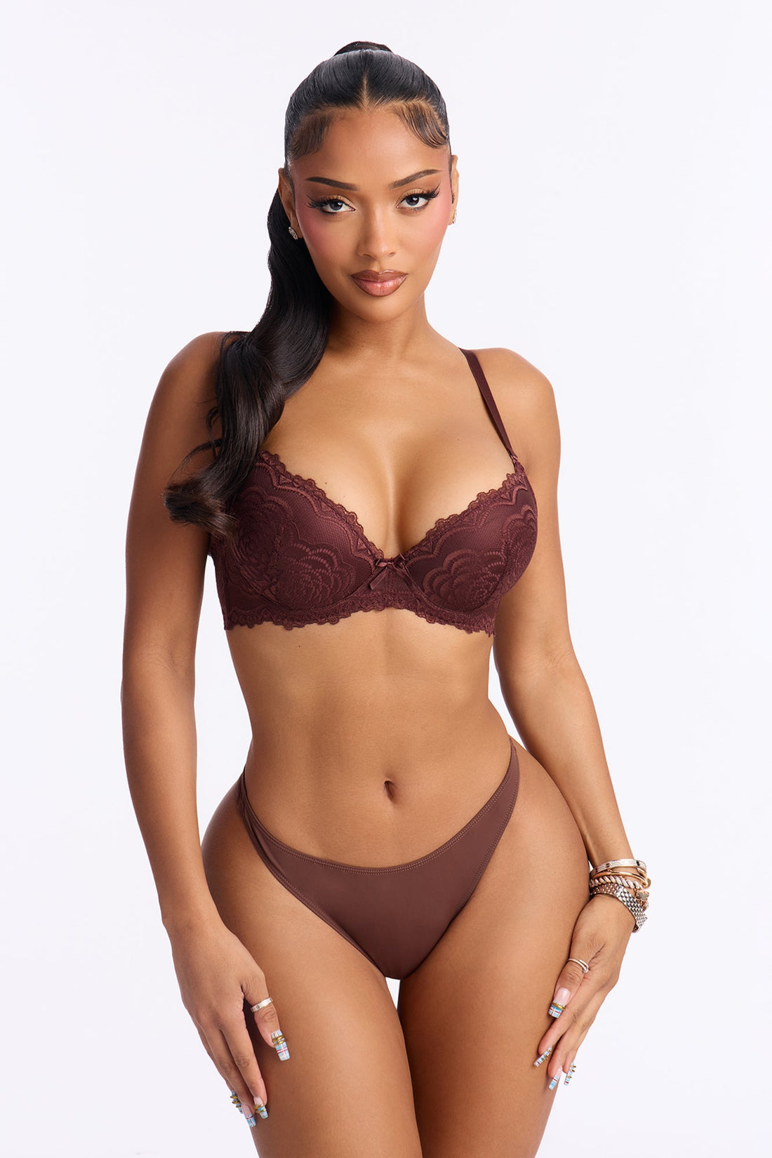 On The Daily Lace Lightly Padded Bra - Chocolate