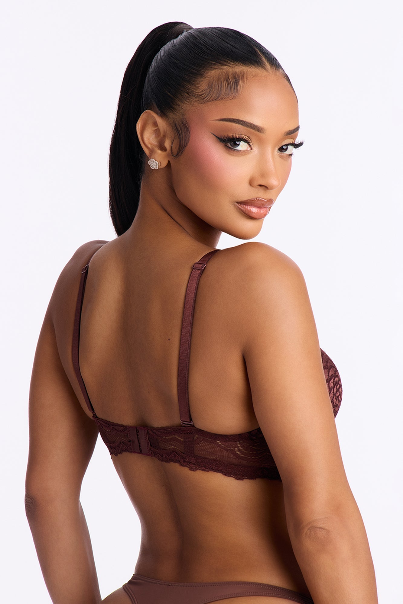On The Daily Lace Lightly Padded Bra - Chocolate