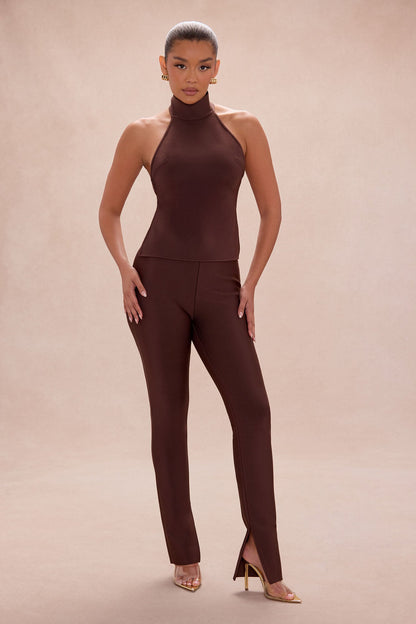 Jayden Backless Bandage Pant Set - Chocolate