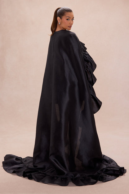 Chic Drama 2 Piece Cape Mini Dress Set - Black