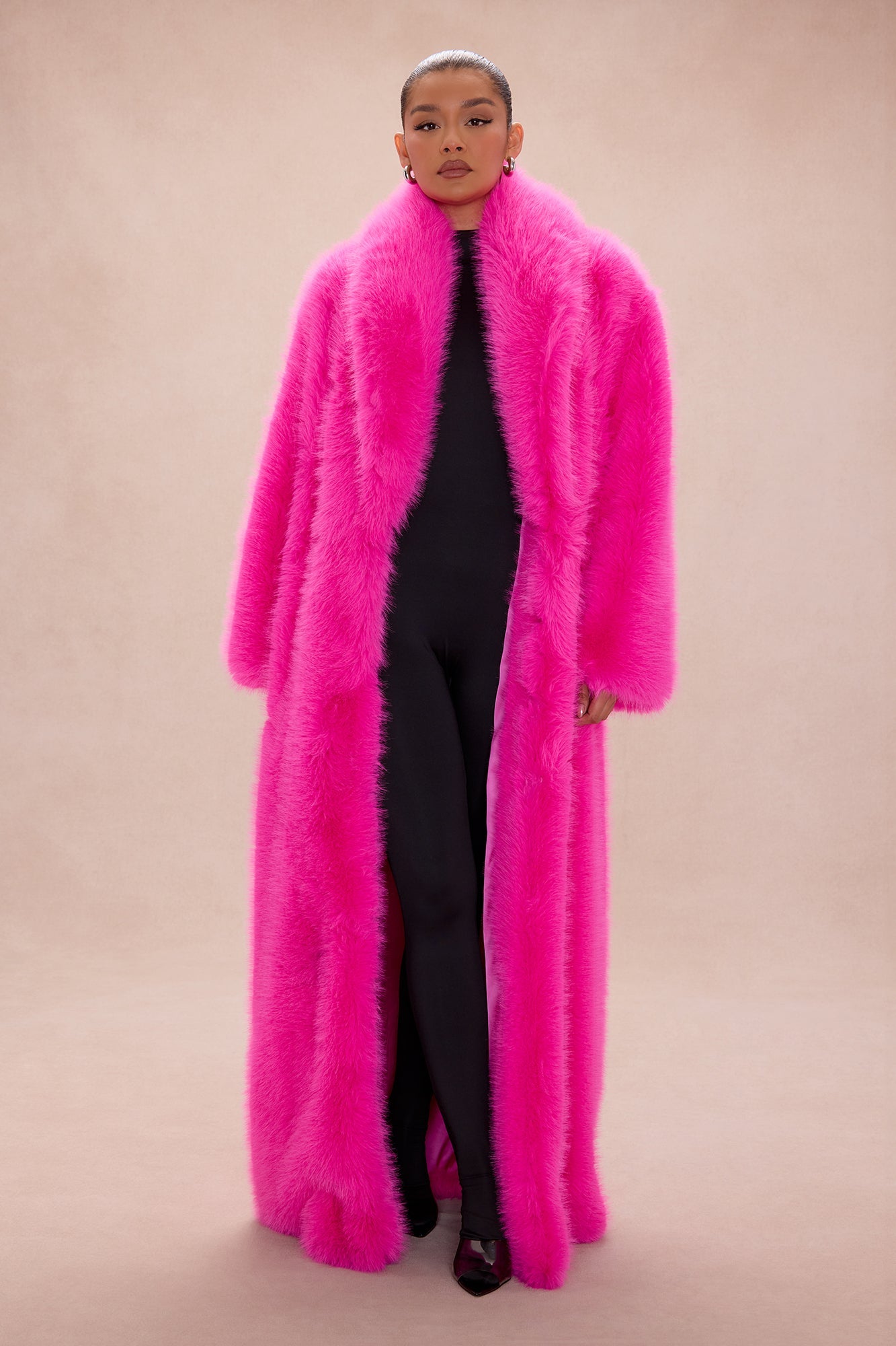 Elysia Faux Fur Coat - Hot Pink