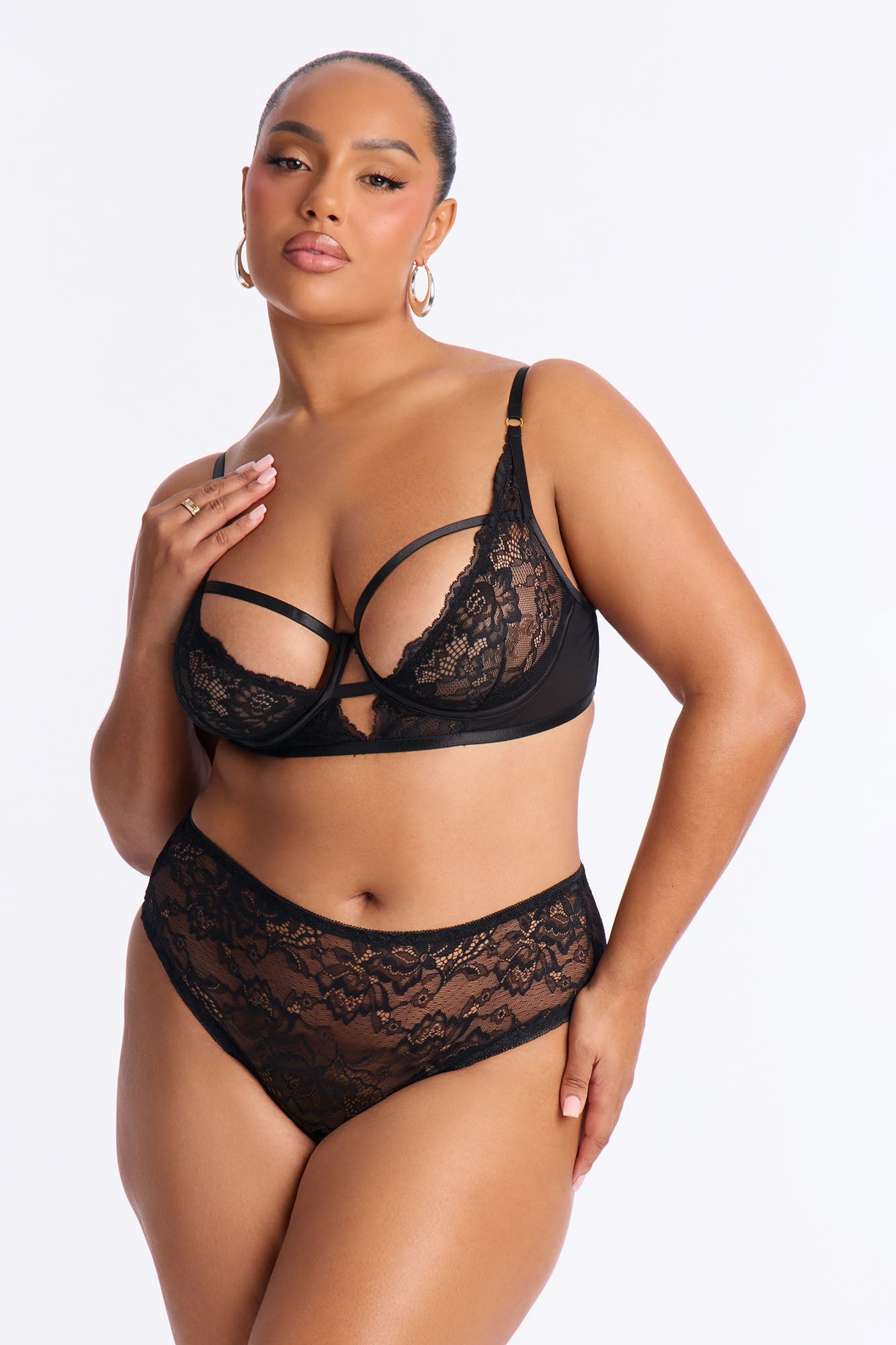 Stephania Lace Bikini Panty - Black