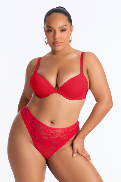 Anything For Love Lace Thong Panty - Red