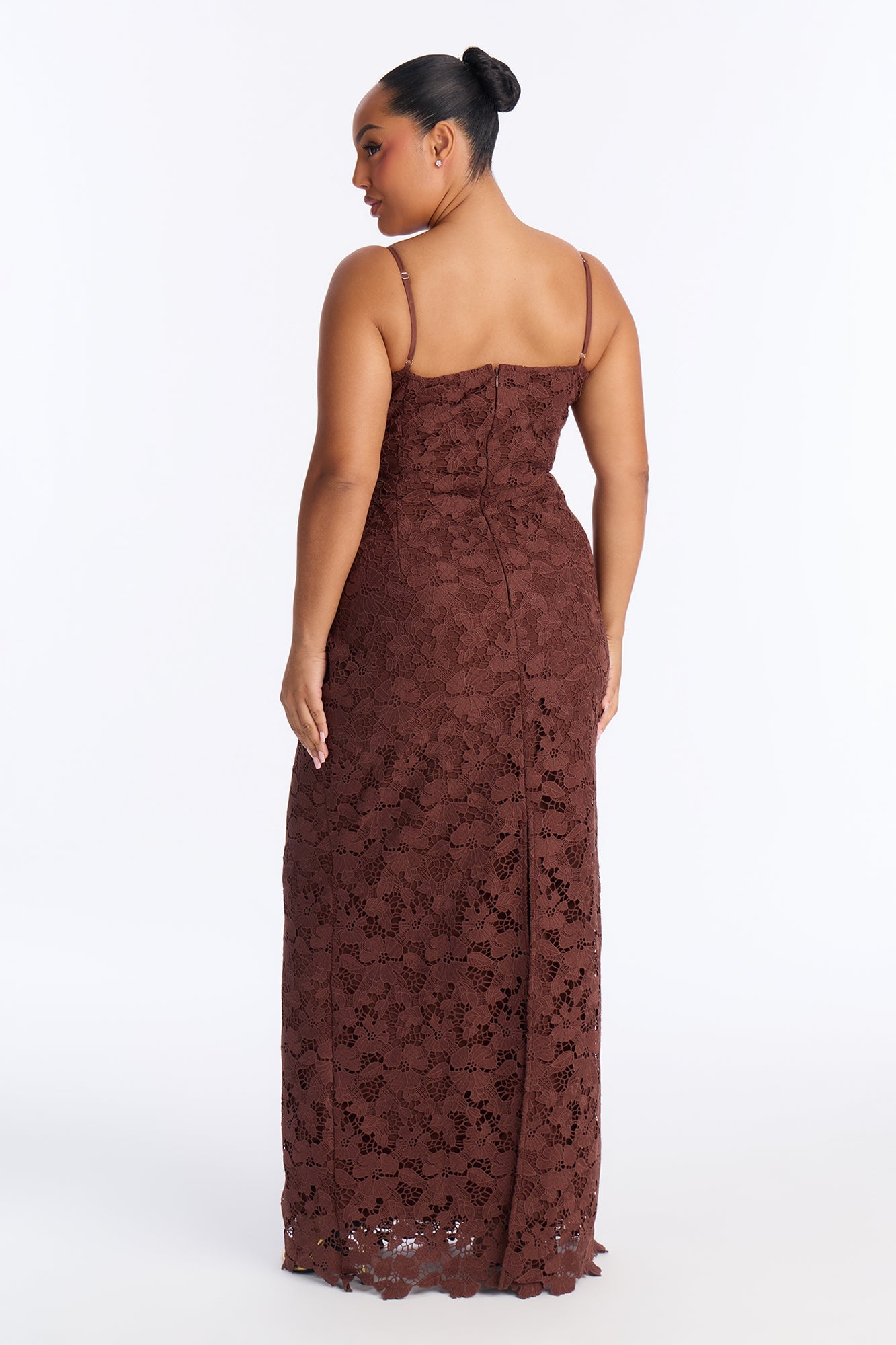 Leila Lace Maxi Dress - Chocolate